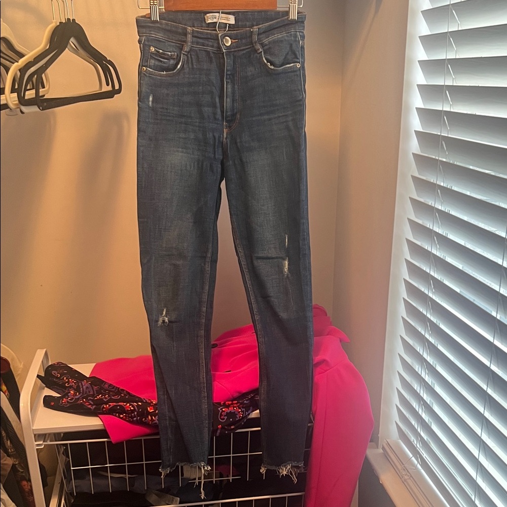 Zara Blue Distressed Skinny Jeans